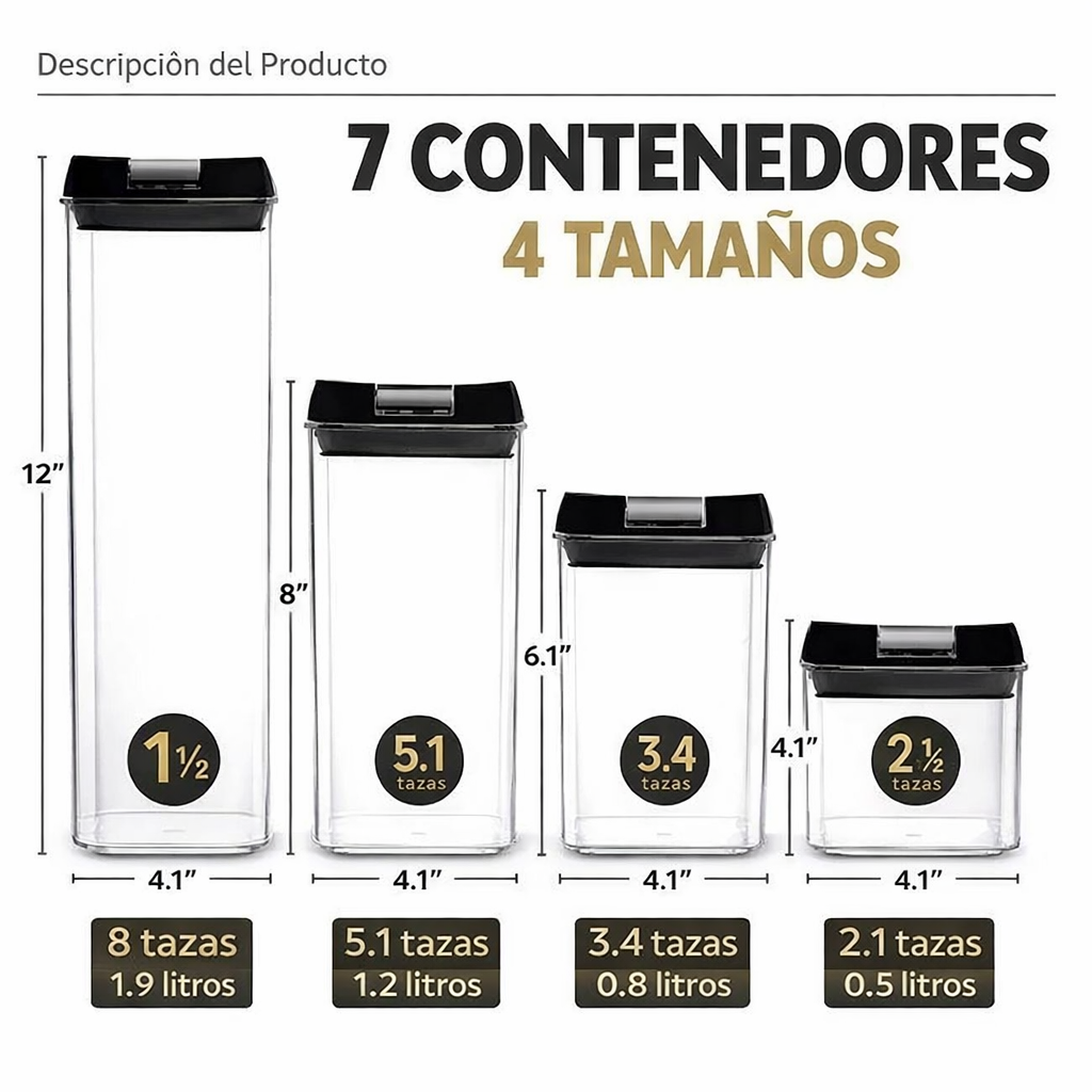 Set de Contenedores de Alimentos Herméticos con Tapa