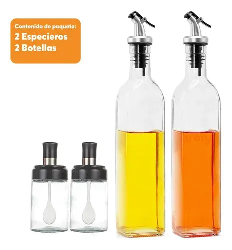 2 Botellas De Aceite De 500 Ml, 2 Especieros