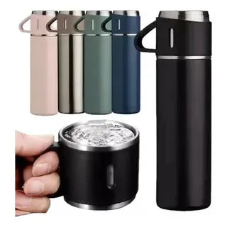 Termo 500ml + 3 Tazas Moderno Para Agua Caliente Y Fría