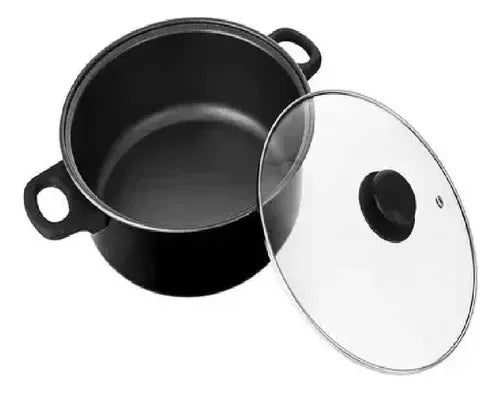 Set de Ollas Sarten Antiadherente C/tapa 13 Piezas Color Negro