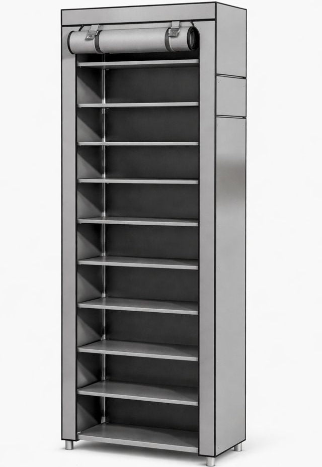Zapatero Armable 9 Pisos Organizador De Zapatos Armable 30 Pares Con Tubos Metalicos Revestimiento En Tela Diseño Vertical Modular Desmontable