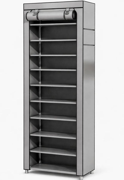 Zapatero Armable 9 Pisos Organizador De Zapatos Armable 30 Pares Con Tubos Metalicos Revestimiento En Tela Diseño Vertical Modular Desmontable