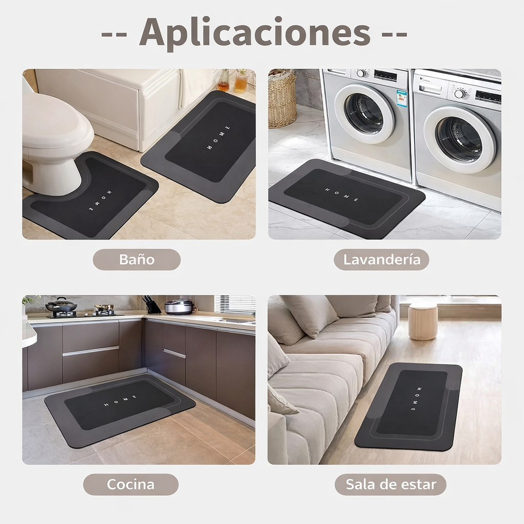 Juego de 3 tapetes de baño de goma antideslizantes y secado rápido de diatomeas