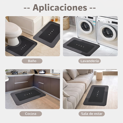 Juego de 3 tapetes de baño de goma antideslizantes y secado rápido de diatomeas