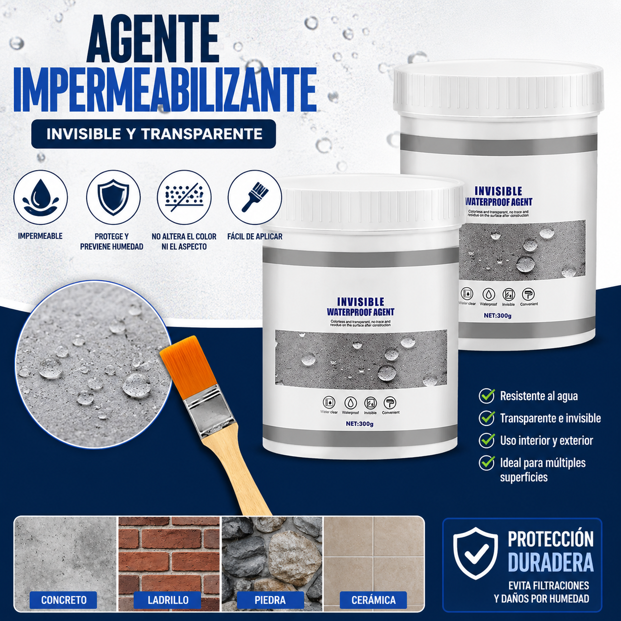 Agente Impermeabilizante Invisible Mejorado Sellador Liquido x 2