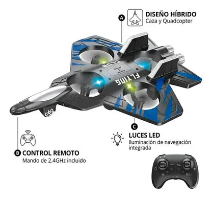 Avión Dron Movillano para Principiantes con Luces y 15 m de Autonomía