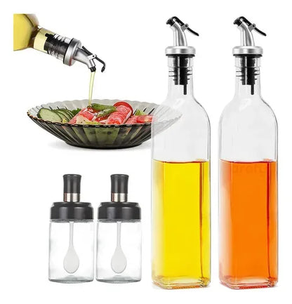 2 Botellas De Aceite De 500 Ml, 2 Especieros