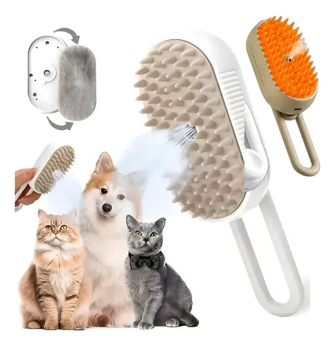 Cepillo Vaporizador 3 En 1 Electrico Para Mascotas