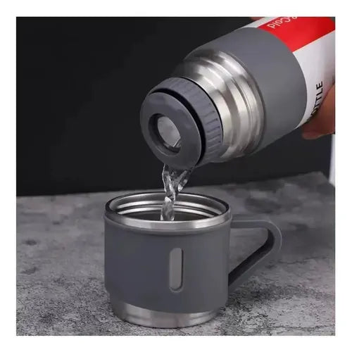Termo 500ml + 3 Tazas Moderno Para Agua Caliente Y Fría