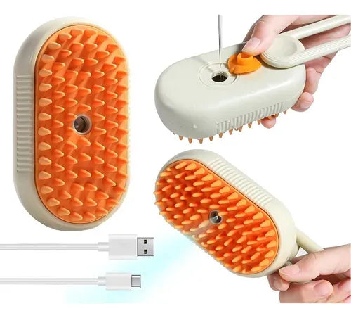 Cepillo Vaporizador 3 En 1 Electrico Para Mascotas