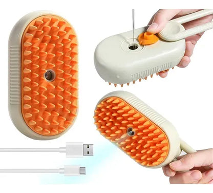 Cepillo Vaporizador 3 En 1 Electrico Para Mascotas