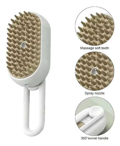 Cepillo Vaporizador 3 En 1 Electrico Para Mascotas