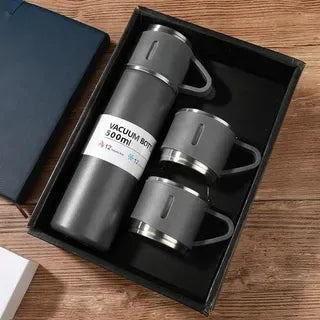 Termo 500ml + 3 Tazas Moderno Para Agua Caliente Y Fría