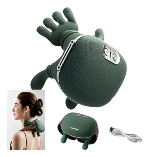 Masajeador Cuello Y Hombros Shiatsu Con Calor Recargable Verde Musgo